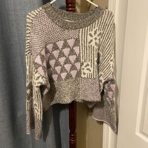 Sincerely Jules Women's Purple Gray Pattern Cozy Pullover Sweater Size S